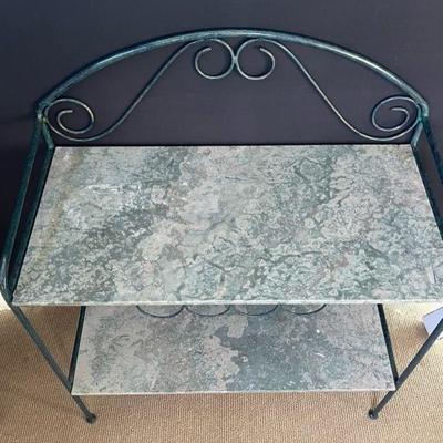 Metal bar/service piece with marble shelves