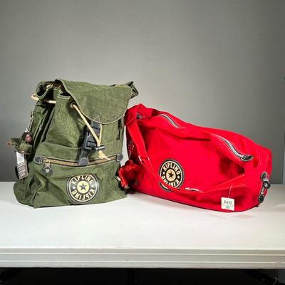 (2PC) BRAND NEW KIPLING SHOULDER BAG & BACKPACK | Brand new with original tags. Featuring green drawstring backpack with large main...