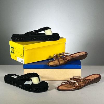 (2PC) WOMEN'S SANDALS | Including a pair of Lia Bijou sandals made in Italy, size 9 and in original box; plus a pair of new and...