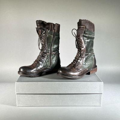 (NEW) MANAS DESIGN BOOTS | Green and brown leather Ranger Bosco boots. Size 39.
