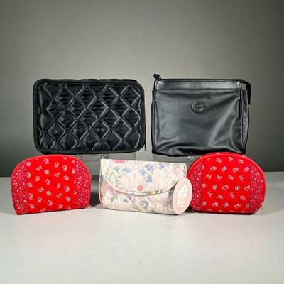 (5PC) ASSORTED MAKEUP & COSMETIC BAGS | Includes: matching pair of Celebrity Inc travel makeup & cosmetic bags (NWT), Maggi-B...