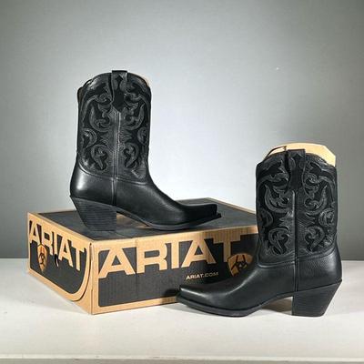[NWT] ARIAT BLACK BOOTS | Women's "Shada" black leather cowgirl/cowboy boots, size 8.5 B Medium.
