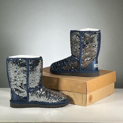 [NWT] SEQUIN UGGS | Ugg Austrlia classic short boots with black sparkles, women's size 8.
