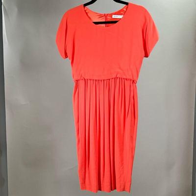 SEE BY CHLOE ORANGE VISCOSE DRESS | Orange viscose dress with pleated lower section. Has pockets. USA size 2
