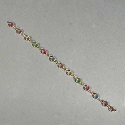 14K GF BRACELET | Marked 1/20 14k GF, light colored gemstones; 3.6g. - l. 6.5 in
