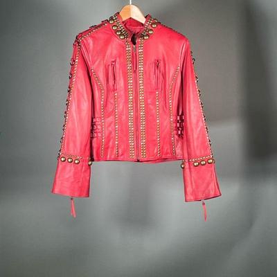 WOMENâ€™S RED DOUBLE D RANCH LEATHER JACKET (NWT) | Red leather jacket from Double D Ranch (size M) (NWT).
