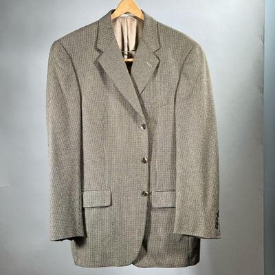 JOSEPH ABBOUD MEN'S JACKET | Silk and wool fine houndstooth jacket. - l. 32 x w. 18.5 in (shoulder to shoulder / hem)
