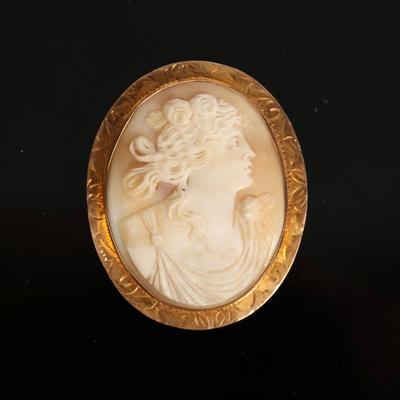 Victorian Cameo Brooch - gold frame
