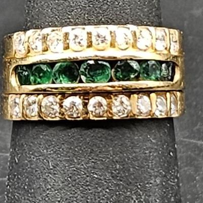 14K Emerald & Diamond Ring, Size 6, TW 7.54g