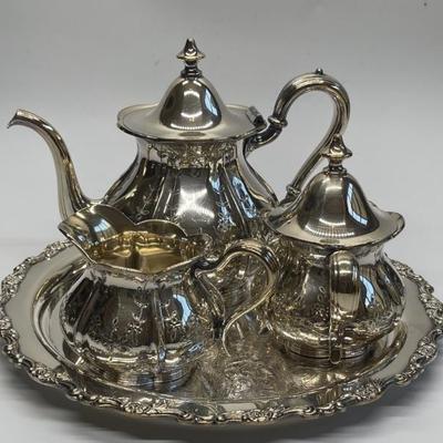 4- Piece Tea Set: Teapot, Creamer, Sugar, Platter