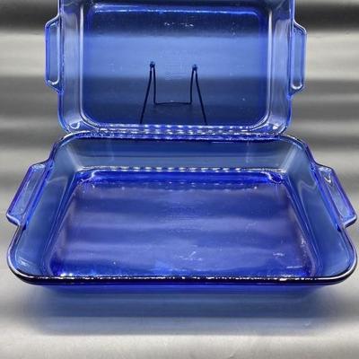 (2) Anchor Hocking 4qt Blue Glass Baking Dishes