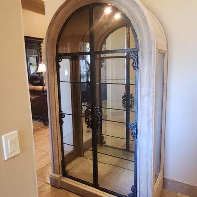 Large Armoire / Display Cabinet - w/ lights, glass shelves, very good condition, 50.5