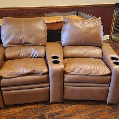 Theatre Chairs - crescent shaped, connected, manual recline, very clean, used sparingly, great condition, 144