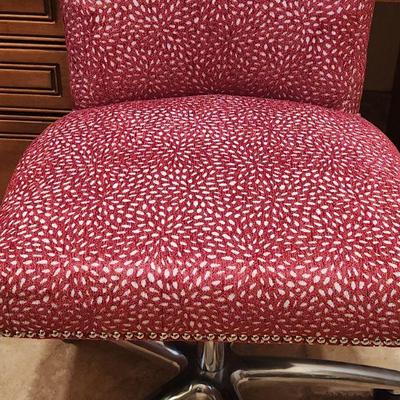 Office Chair w/ Beautiful Pink Pattern - kept in laundry room nook, used sparingly, great condition, 40"H x 23"W x 26"D ($65)