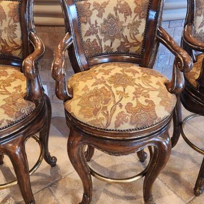 4 Matching Marge Carson (Robb & Stucky) Swivel Kitchen / Bar Stools - paid $10k new for the set, bar height, minor wear, wood, leather,...