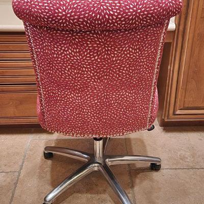 Office Chair w/ Beautiful Pink Pattern - kept in laundry room nook, used sparingly, great condition, 40"H x 23"W x 26"D ($65)