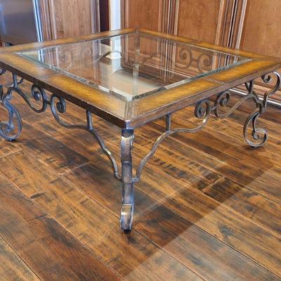Robb & Stucky Glass Top Coffeetable - kept in theatre room, used sparingly, great condition, 42"W x 42"L x 19.25"H ($175)