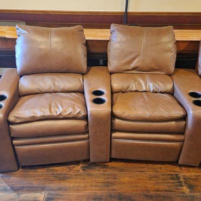 Theatre Chairs - crescent shaped, connected, manual recline, very clean, used sparingly, great condition, 144