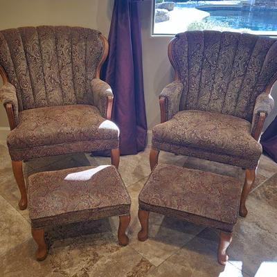 2 Matching Accent Chairs w/ Paisley Pattern & Matching Ottoman - great condition, kept in workout area, used sparingly, 30