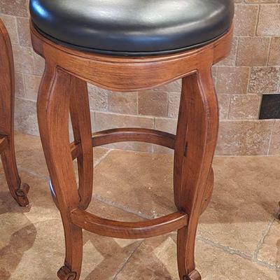 3 Matching Robb & Stucky Bar Stools - kept in bar area, great condition, wood & leather, high quality, very comfortable, 30