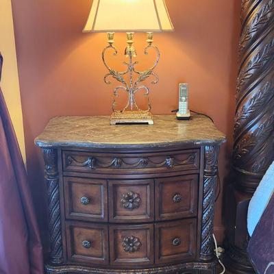 "North Shore" Collection ByÂ ï»¿AshleyÂ Furniture ï»¿2 Matching 3 Drawer Nightstands w/ Marble Top - paid $730EA., 35.75"W...