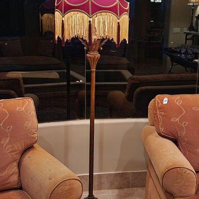River of Goods Downtown Abbey Grantham Grand Floor Lamp - brass finish, great condition, kept in formal sitting area, 66"H ($95)