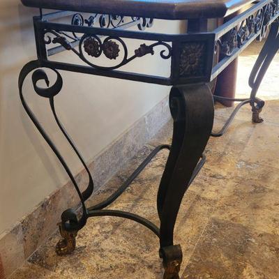 3 Piece Wrought Iron w/ Glass-top Living Room Furniture - Entry / Sofa Table - 57.75