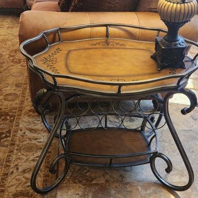 Handpainted Table & Wine Rack - 34.25"L x 26"W x 28.25"H ($89)