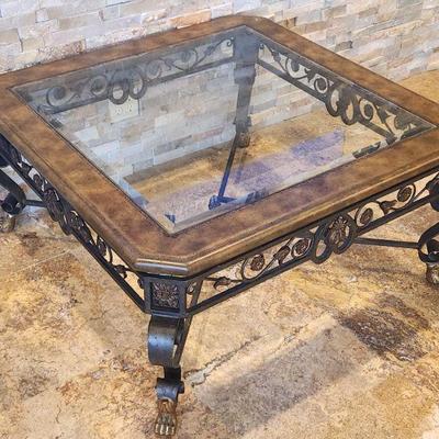 3 Piece Wrought Iron w/ Glass-top Living Room Furniture Coffeetable - 40