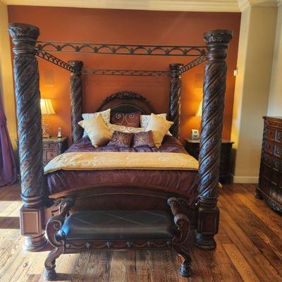 "North Shore" Collection ByÂ ï»¿AshleyÂ FurnitureÂ 4 Poster Canopy Bed (King or California King) - paid $2900, 83"W x...