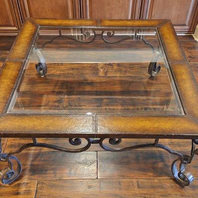 Robb & Stucky Glass Top Coffeetable - kept in theatre room, used sparingly, great condition, 42"W x 42"L x 19.25"H ($175)