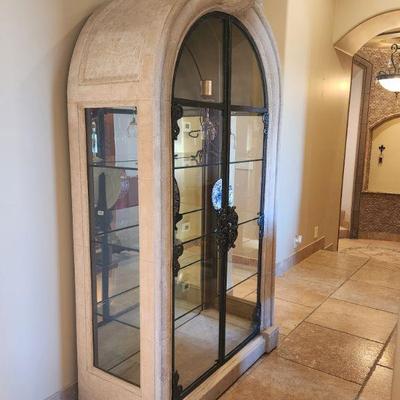 Large Armoire / Display Cabinet - w/ lights, glass shelves, very good condition, 50.5