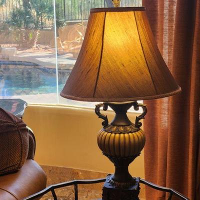 Harper & Willow Brown Pair Countertop Lamp Shades - great condition, work great, 30"H ($89EA.)