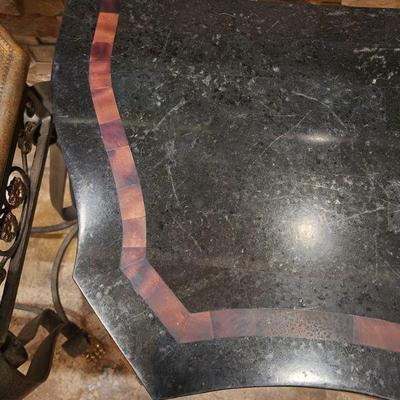 Wrought Iron Entry / Sofa Table w/ Black Marbletop & Tile Inlay - great condition, kept behind large sectional sofa out of sight,...