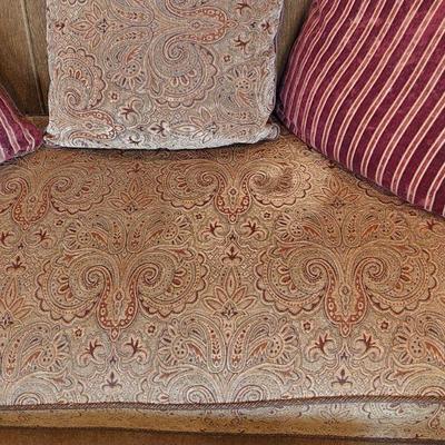 Raymond Waites By Lane Sofa / Couch On Castors - kept in formal sitting area, very clean, nailhead trim, paisley upholstery, 90"L x...