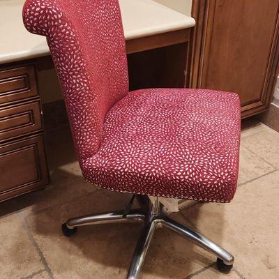 Office Chair w/ Beautiful Pink Pattern - kept in laundry room nook, used sparingly, great condition, 40"H x 23"W x 26"D ($65)