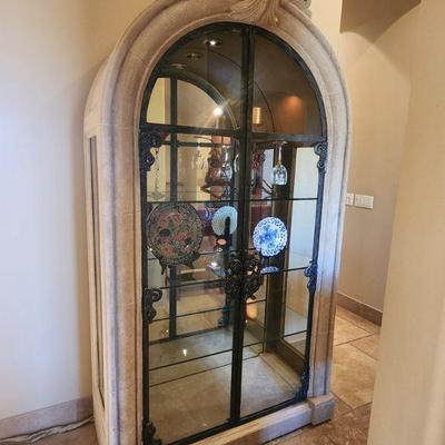 Large Armoire / Display Cabinet - w/ lights, glass shelves, very good condition, 50.5