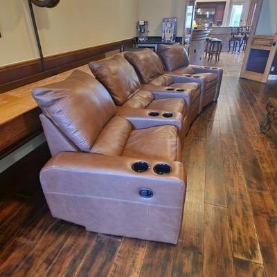Theatre Chairs - crescent shaped, connected, manual recline, very clean, used sparingly, great condition, 144"L x 56"D x...