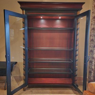 Large Curio / Display Cabinet - w/ lights, glass shelves, 72