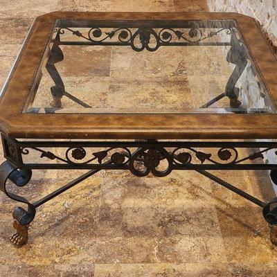 3 Piece Wrought Iron w/ Glass-top Living Room Furniture Coffeetable - 40