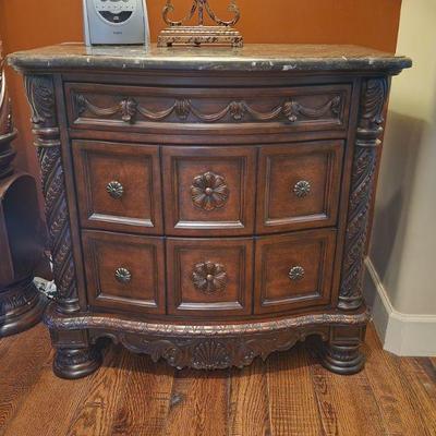 "North Shore" Collection ByÂ ï»¿AshleyÂ Furniture ï»¿2 Matching 3 Drawer Nightstands w/ Marble Top - paid $730EA., 35.75"W...