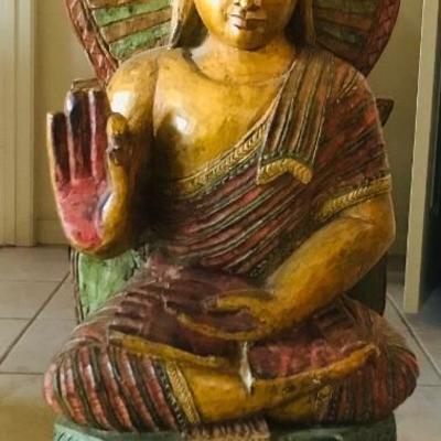 Large carved wooden buddah