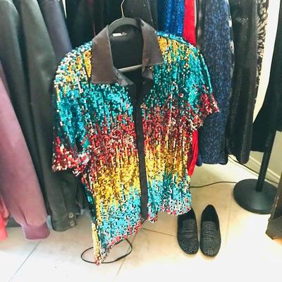 Rainbow sequin disco shirt