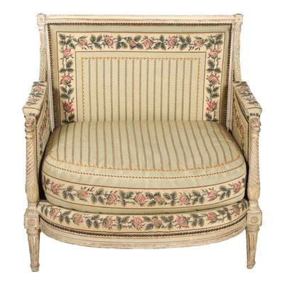 Large Louis XVI Style Needlepoint Upholstered Armchair