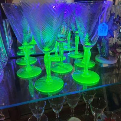 Uranium glass stem glasses
