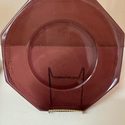 Amethyst depression glass plate