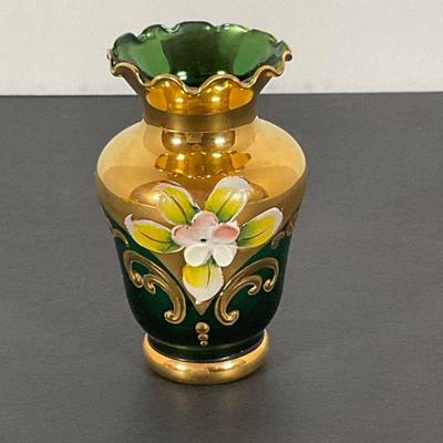 italian Glass / Enamel Bud Vase