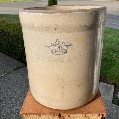 Vintage 4 gallon Crown Crock