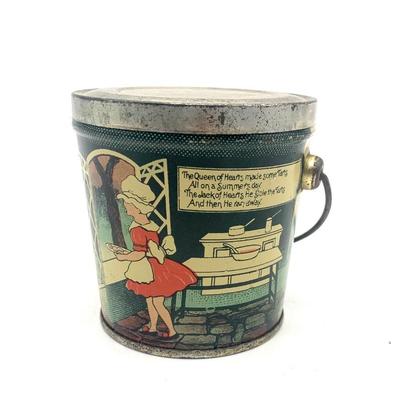 Antique candy tin. Paper graphics in excel. cond.
