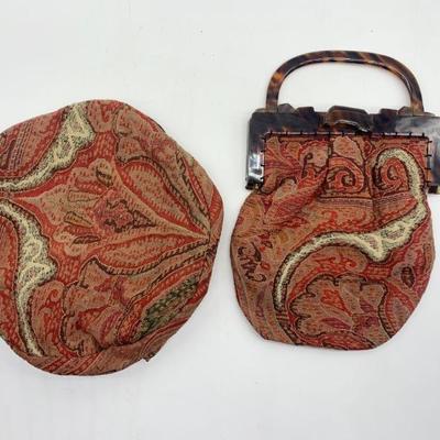 Bag and beret made from antique paisley shawl